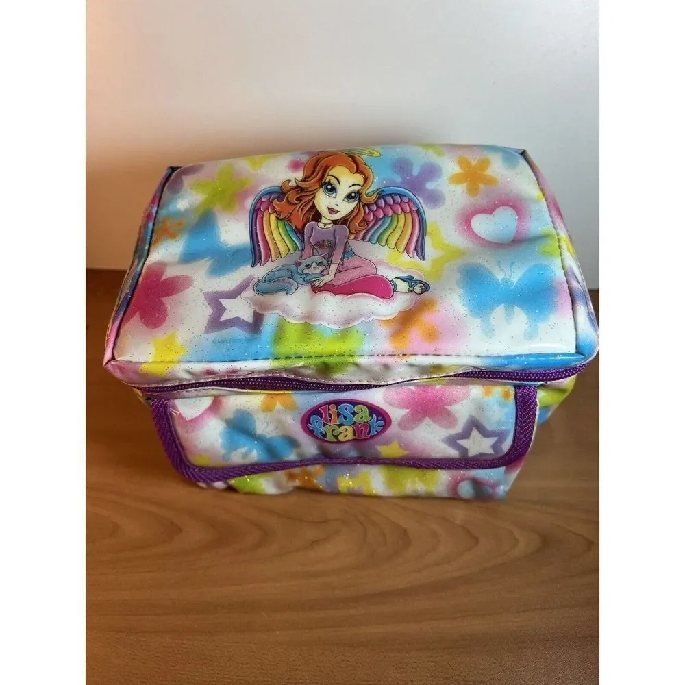 Lisa Frank Lunchbox Angel Girl With Cat Insulated Lunch Bag Strapped Rare